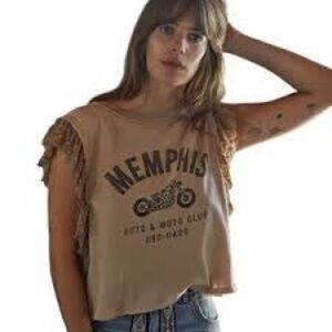 We The Free Memphis Graphic Tan Women's Top NWT X SMALL